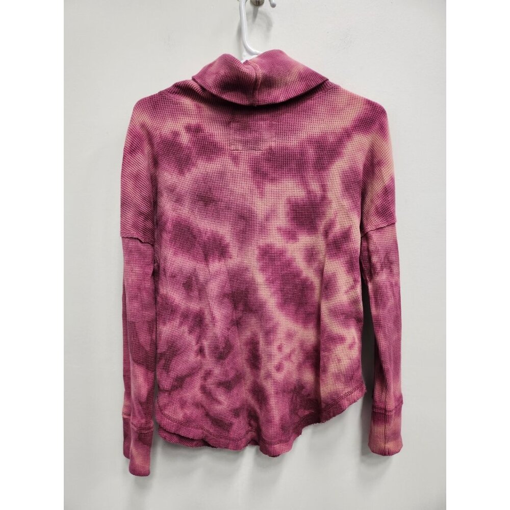 Anthropologie Maeve Womens Top Small Pink Tie Dye Thermal Cowl Neck BOHO - Picture 8 of 9